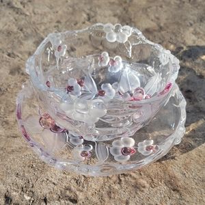 Vintage glass bowl and tray